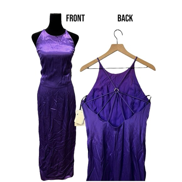 NWT Jessica McClintock Gunne Sax Satin Purple Diamond Princess Dress Size 13/14 - Picture 1 of 16